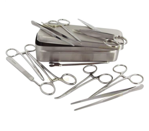 Boîte à 11 instruments en inox pour petite chirurgie